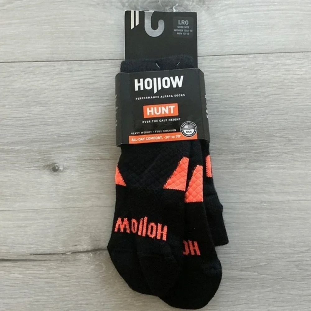 Hollow Hunt Over The Calf Socks‎ Black Orange Large New With Tags